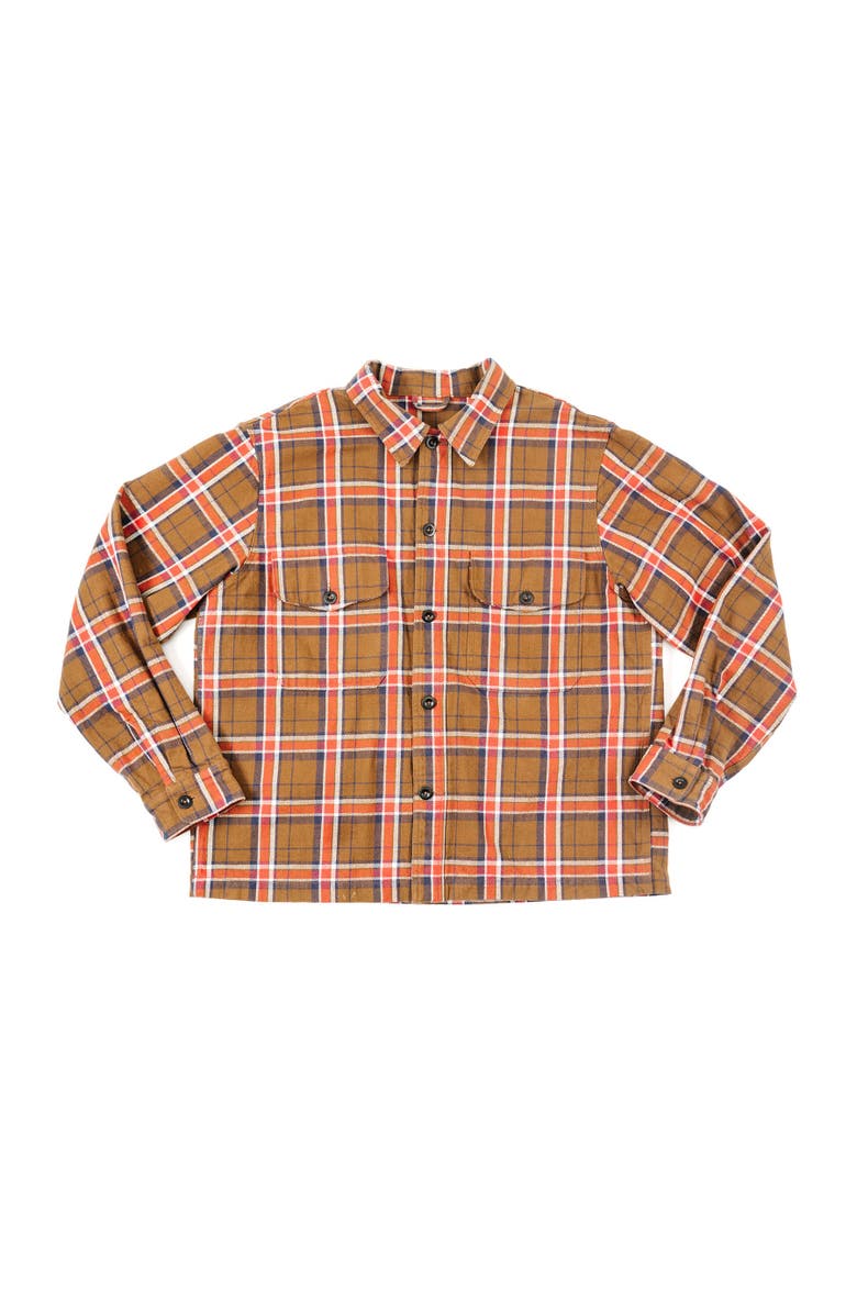 ARIKO Bucky Flannel Over Shirt, Main, color, Brown / Orange