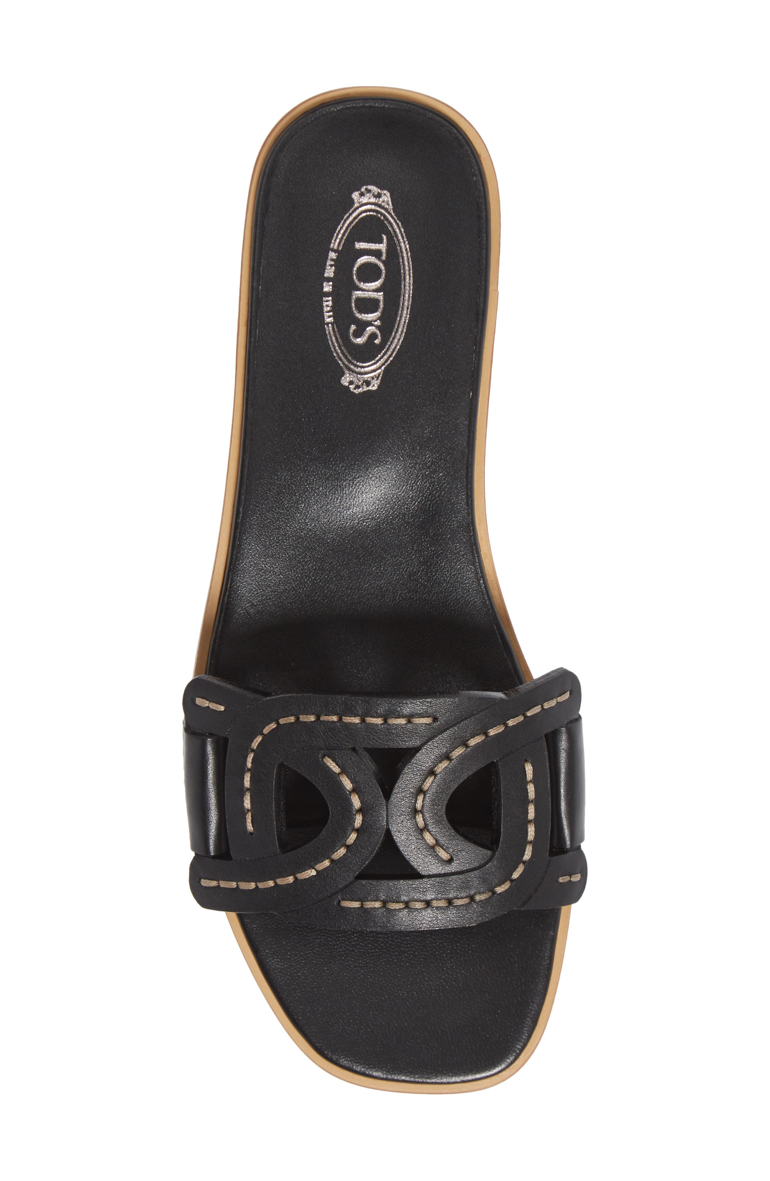 Kate Chain Detail Slide Sandal, Alternate, color, BLACK