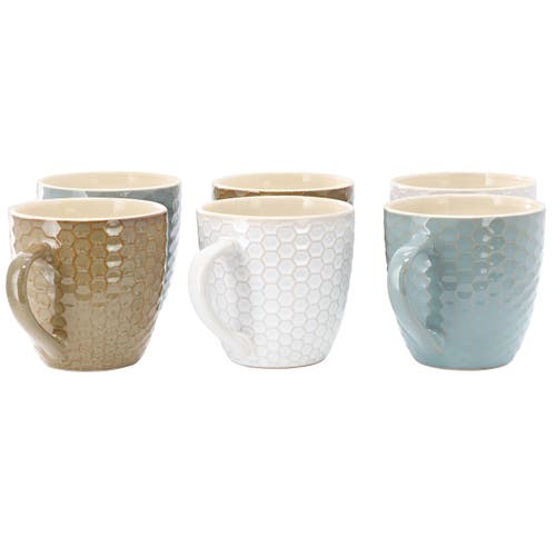 Elama Honey Bee Assorted 6-pc. Geometric Coffee Mug In Multi