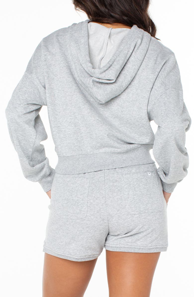 Roxy Breakwater Crop Graphic Hoodie, Alternate, color, Heather Grey