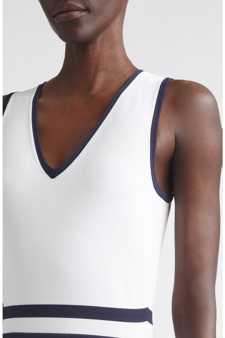 Kelsey Riviera Crepe Knit Sleeveless Dress, Alternate, color, BRIGHT WHITE/ MIDNIGHT