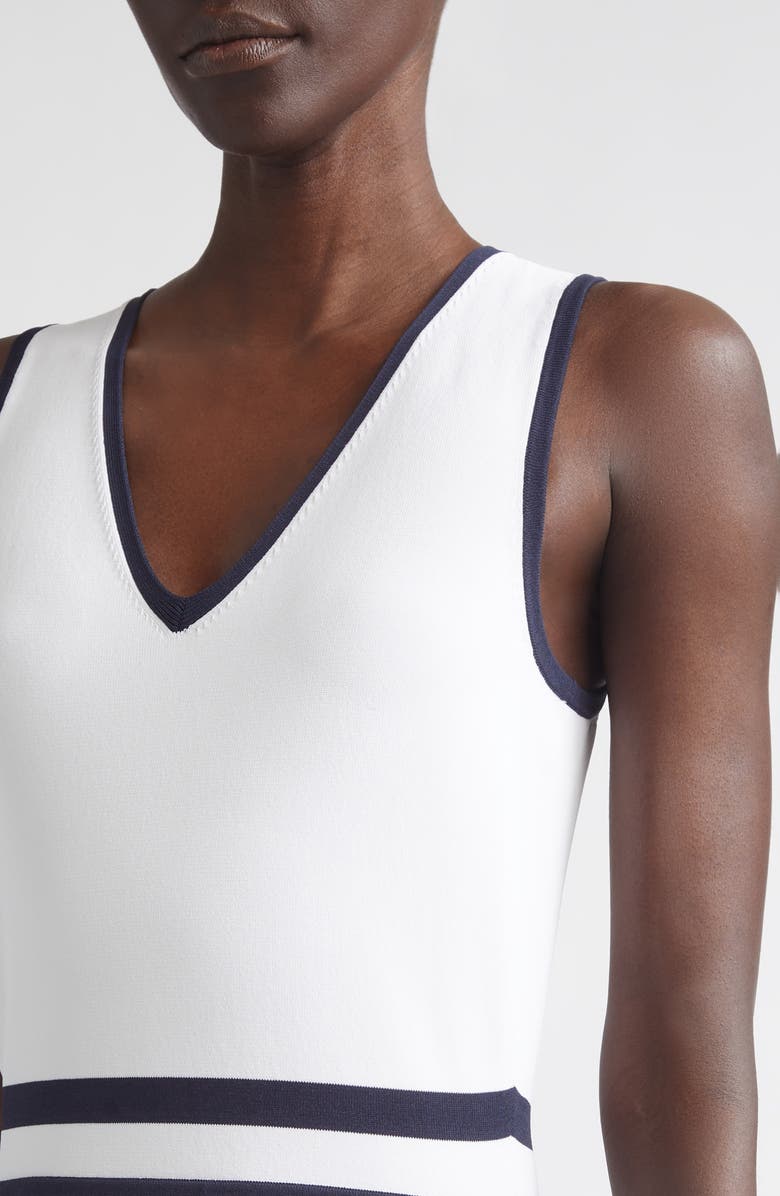 ST. JOHN Kelsey Riviera Crepe Knit Sleeveless Dress, Alternate, color, Bright White/ Midnight