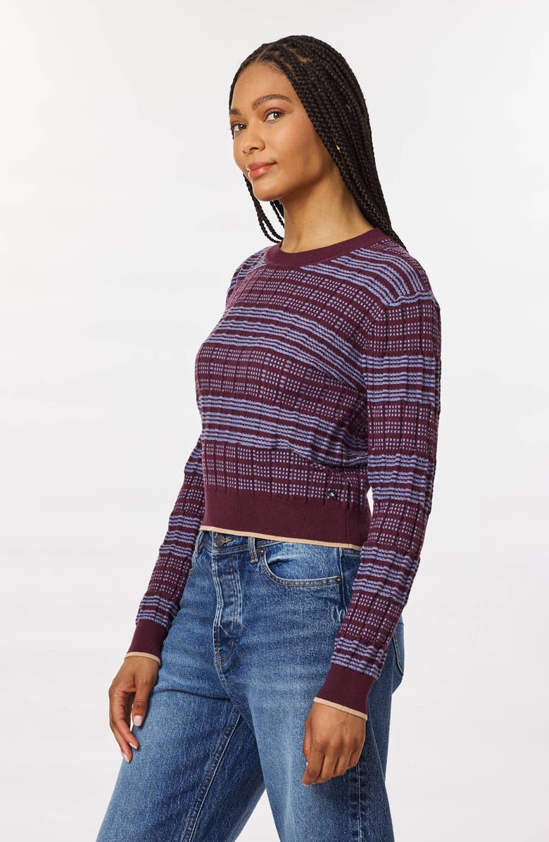 Scotch & Soda Stripe Crewneck Sweater, Alternate, color, Fig
