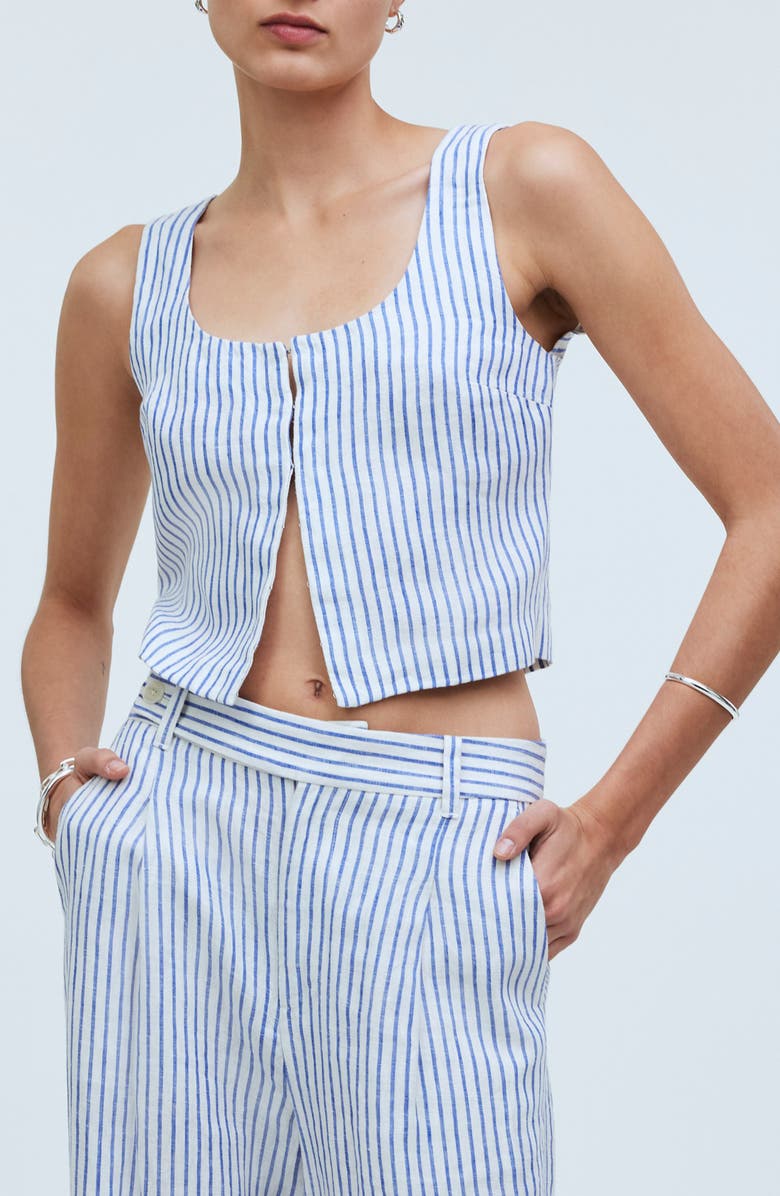 Madewell Stripe Scoop Neck Crop Tank, Main, color, 