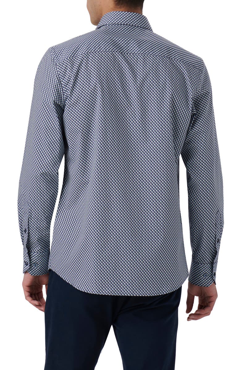 Bugatchi Axel Geo Print Stretch Cotton Button-Up Shirt, Alternate, color, 