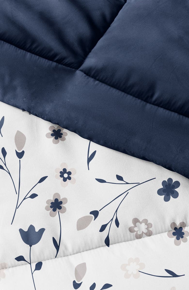 HOMESPUN HOME SPUN Premium Down Alternative Forget Me Not Reversible Comforter Set, Alternate, color, Navy