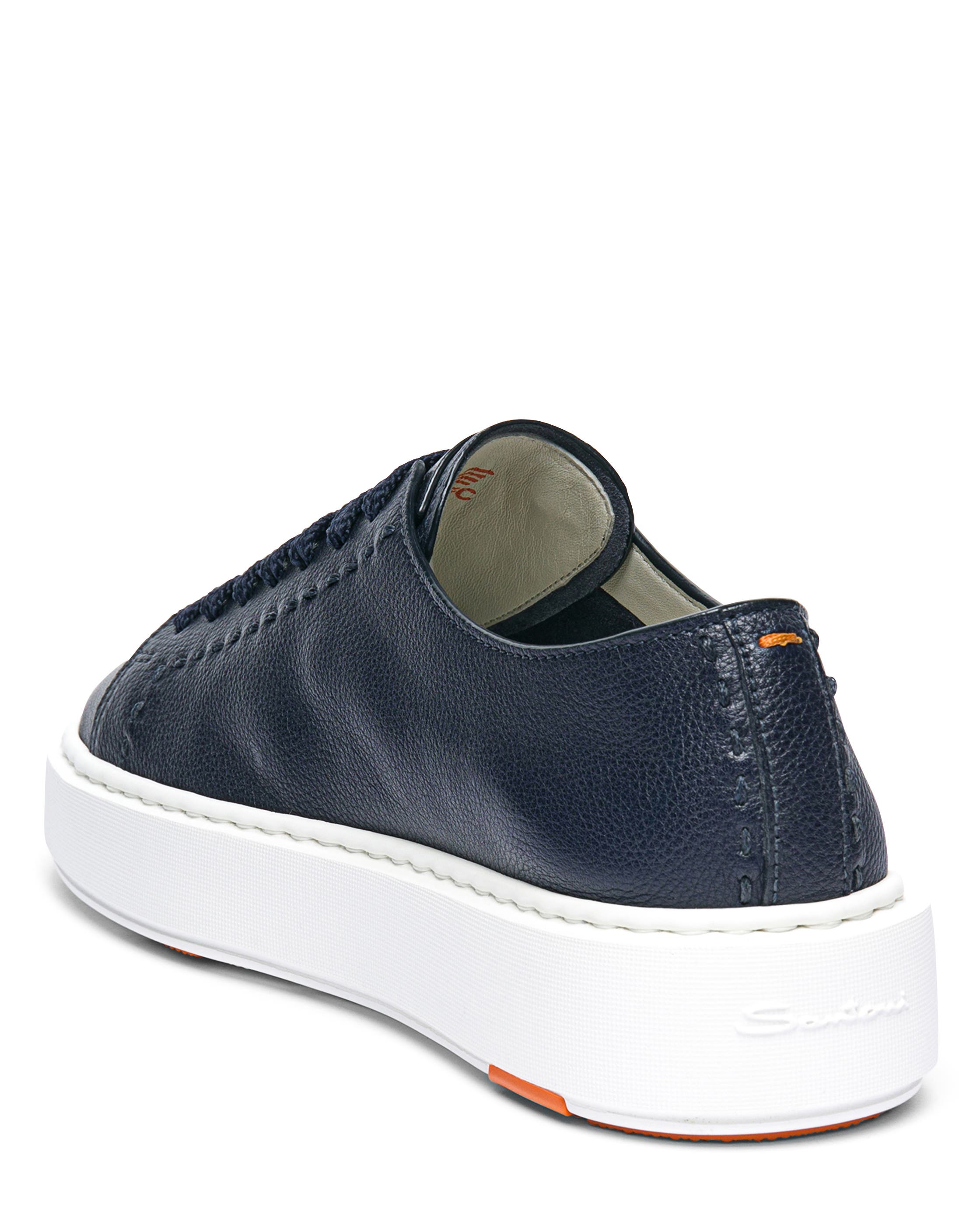 Santoni Leather Sneaker, Alternate, color, Blue