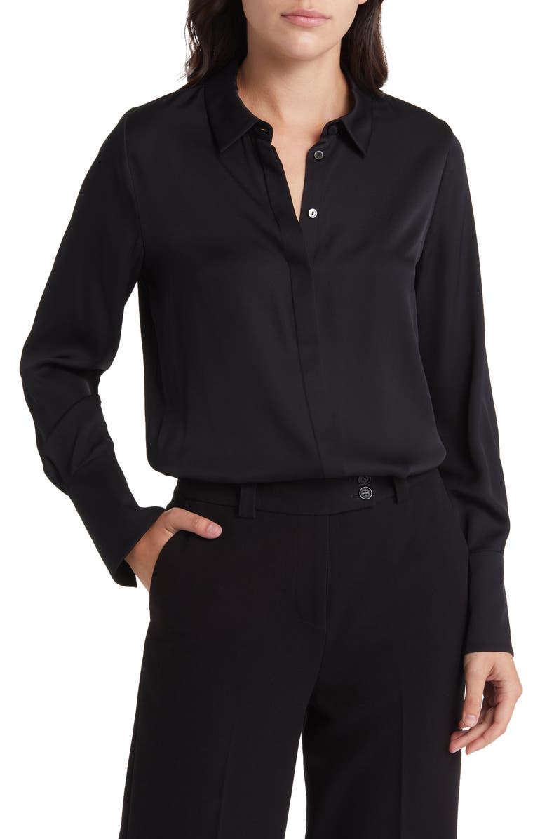 KOBI HALPERIN Larissa Stretch Silk Blouse, Main, color, Black