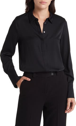 Shops NWT KOBI HALPERIN Kelli Twisted Keyhole Stretch Silk Blouse Black $398 Size XS