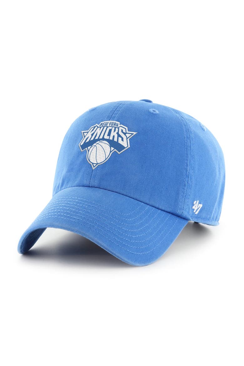 Men's '47  Blue New York Knicks Color Pack Clean Up Adjustable Hat, Main, color, Blue