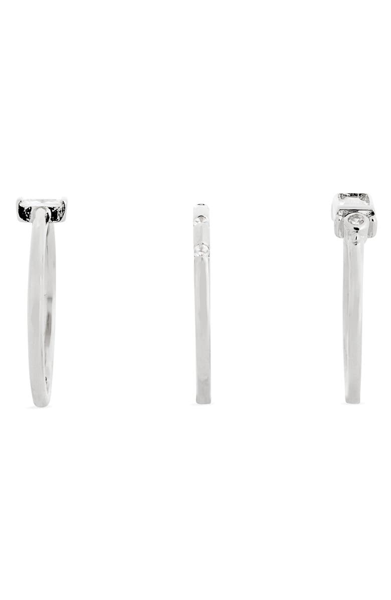 NORDSTROM RACK Set of 3 Cubic Zirconia Stackable Rings, Alternate, color, Clear- Silver