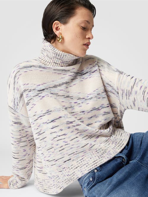 Missoni Heathered Cashmere Turtleneck Pullover In White & Multicoloured