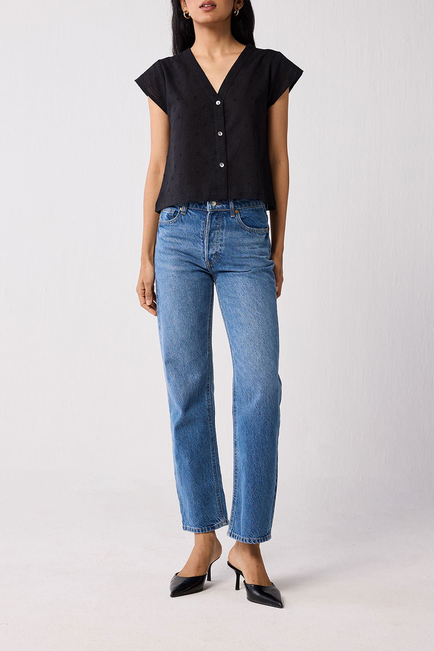 selected Textured Eyelet in Black