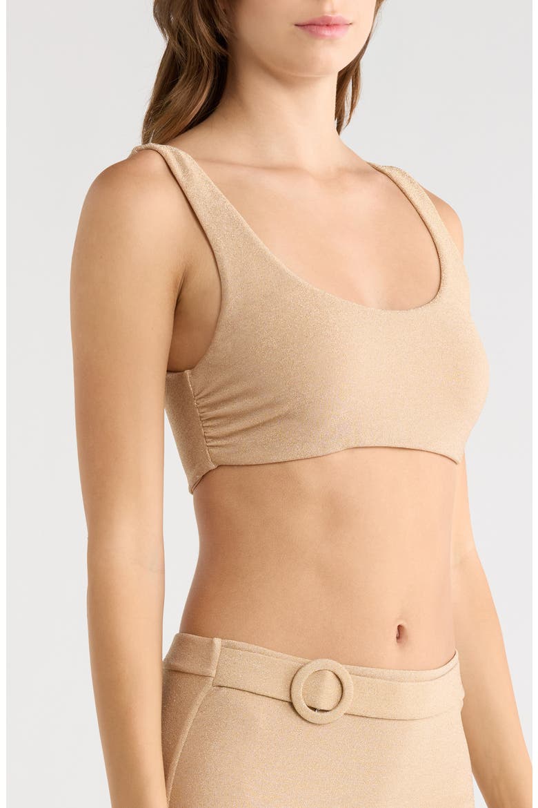 Enya Metallic Swim Top, Alternate, color, GOLD