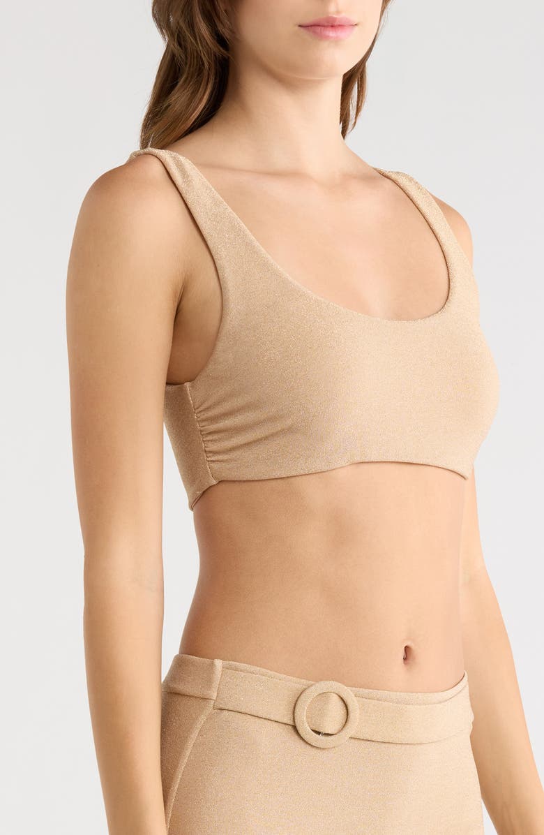 Ramy Brook Enya Metallic Swim Top, Alternate, color, Gold