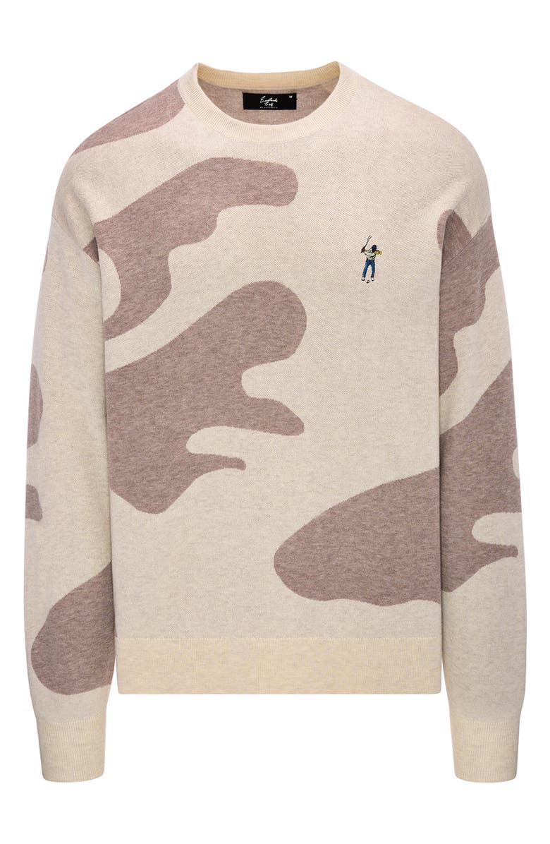Eastside Golf Camo Crewneck Golf Sweater, Main, color, Taupe