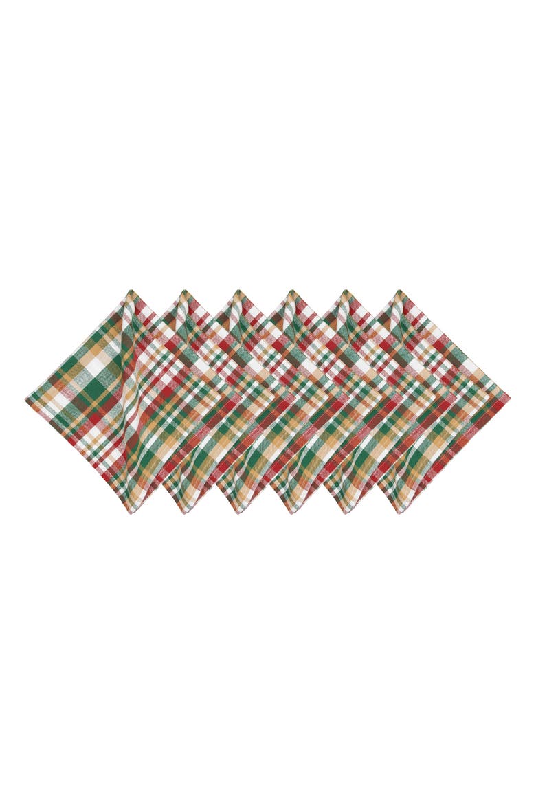 Alpine Plaid Cozy Fall Set of 6 Cloth Napkins, Main, color, Red
