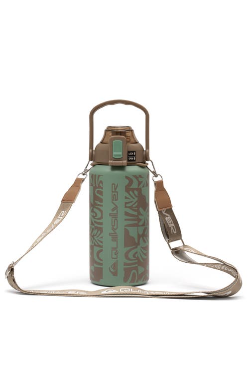 Quiksilver Ventura Double Walled Insulated 30oz Stainless Steel Tumbler With Cross Body Strap In Green
