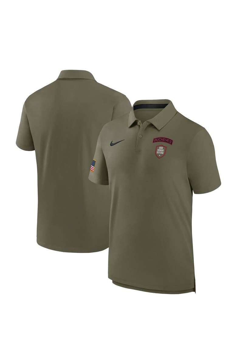 Nike Men's Nike Olive Ohio State Buckeyes 2024 Military Appreciation Tour Performance Polo, Main, color, 