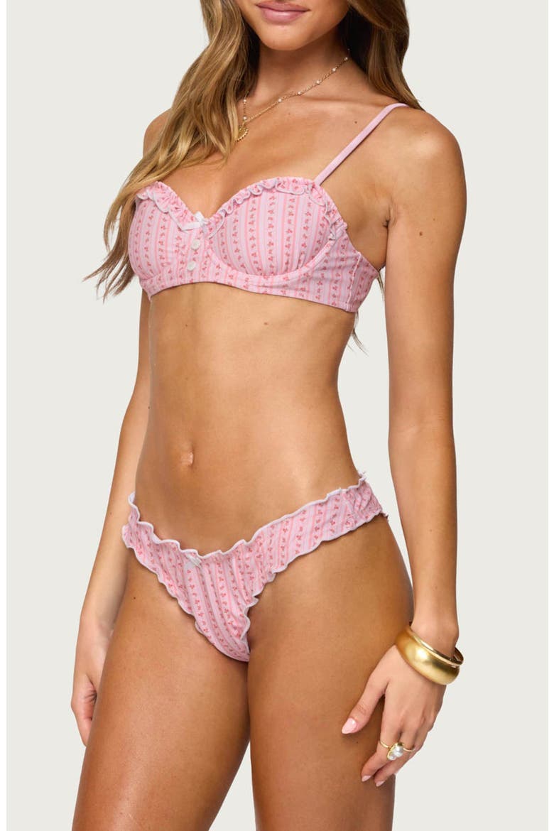 Pip Stripe Ruffle Underwire Bikini Top, Alternate, color, PINK