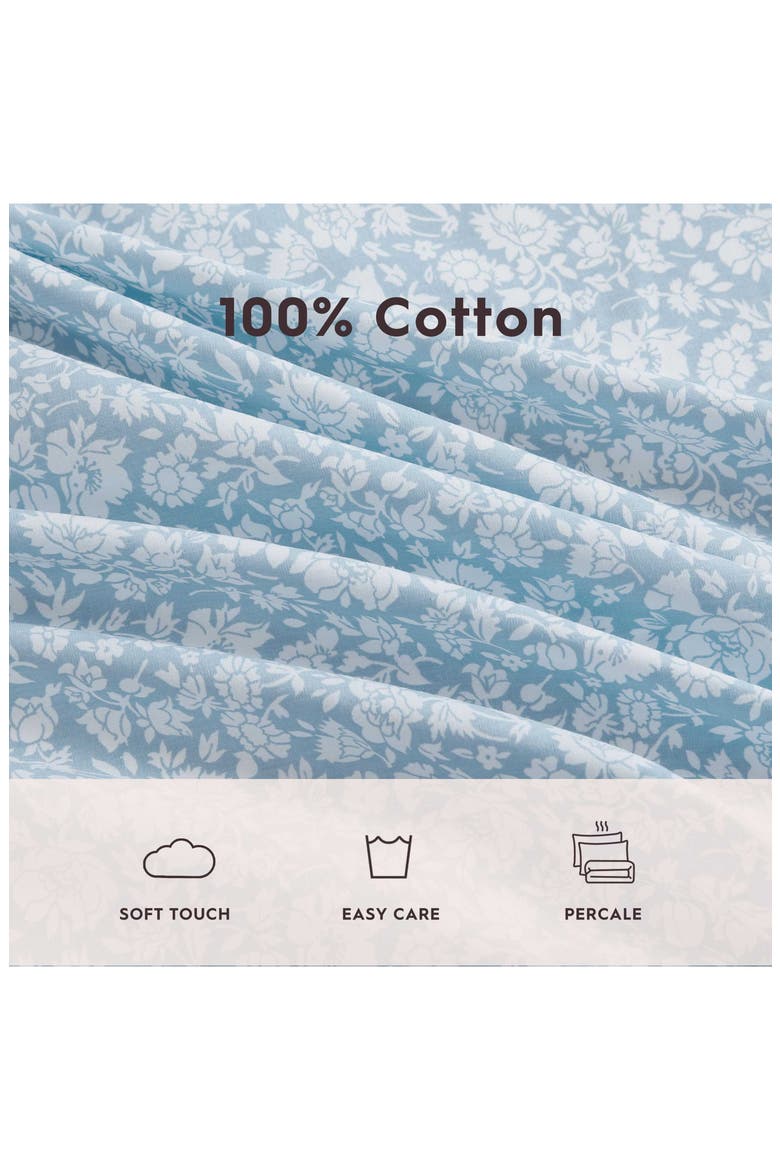 Heirloom Ditzy Cotton Percale Sheet Set, Alternate, color, BLUE