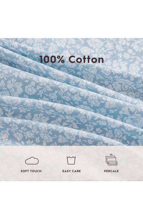 Laura Ashley 200 Thread Count Heirloom Ditzy Cotton Percale Sheet Set In Blue