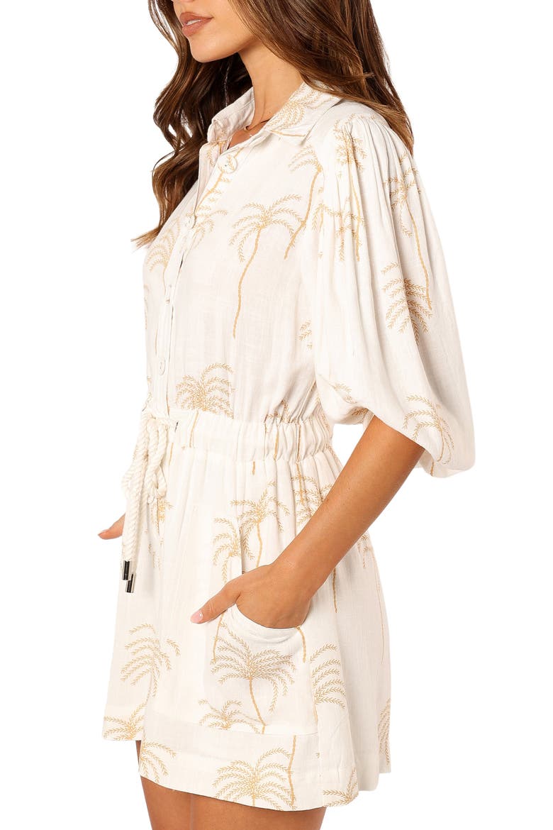 Gina Palm Print Romper, Alternate, color, WHITE PRINT