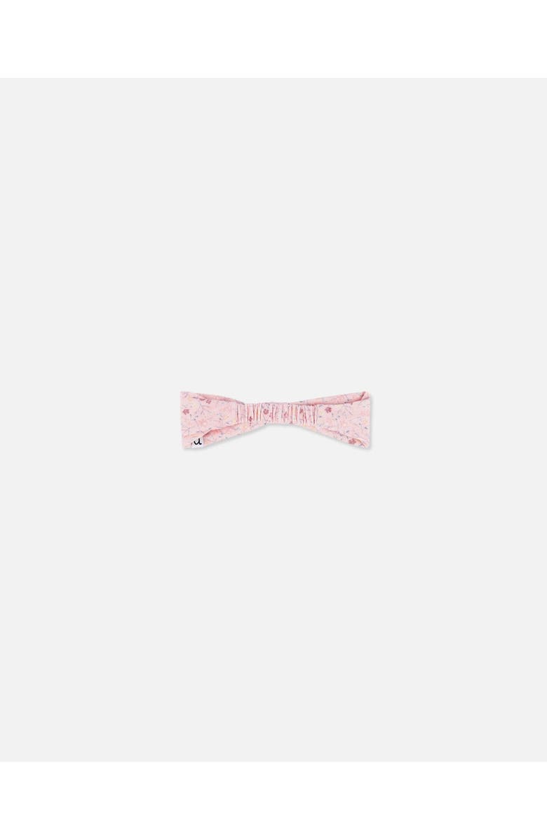 Deux par Deux Baby Girl's Organic Cotton Headband Printed Pink Small Flower, Alternate, color,
