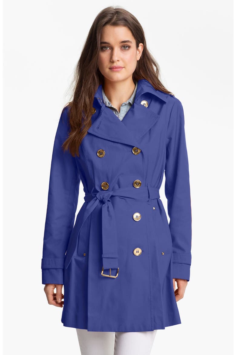 Double Breasted Trench Coat, Main, color, CADET BLUE