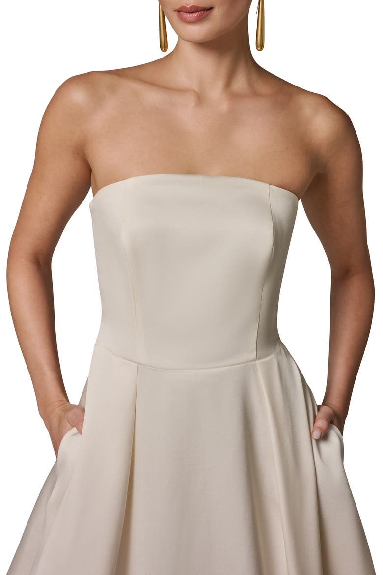 Strapless Satin Gown, Alternate, color, CREAM