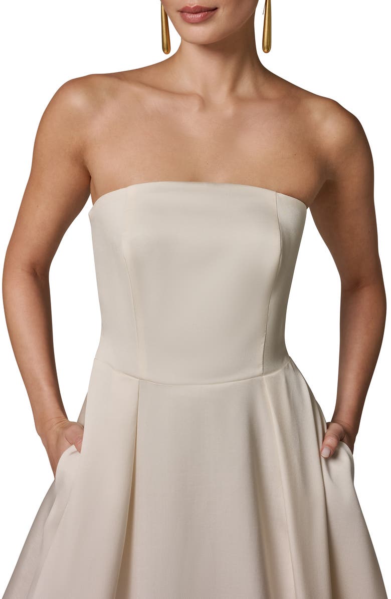 Donna Karan New York Strapless Satin Gown, Alternate, color, Cream