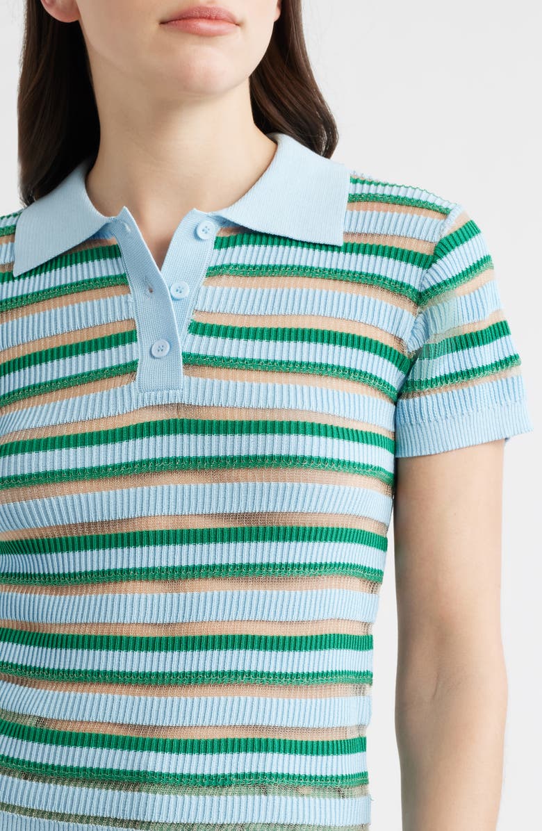DELUC Levanzo Stripe Knit Polo, Alternate, color, Multicolor Light Blue