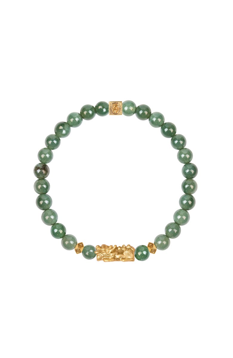 Karma and Luck Women's Jade Gold Plated Dragon Charm Feng Shui Bracelet - Untamed Spirit, Main, color, Green/Gold