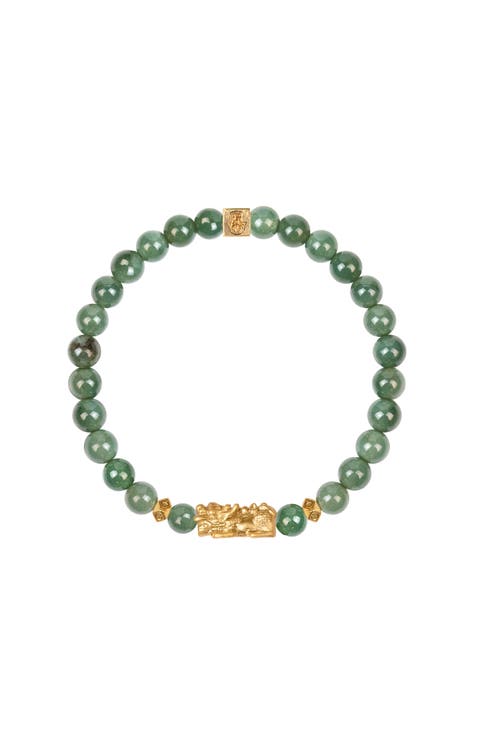 Jade Gold Plated Dragon Charm Feng Shui Bracelet - Untamed Spirit