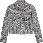 ALICE + OLIVIA Chloe Cropped Boxy Tweed Jacket