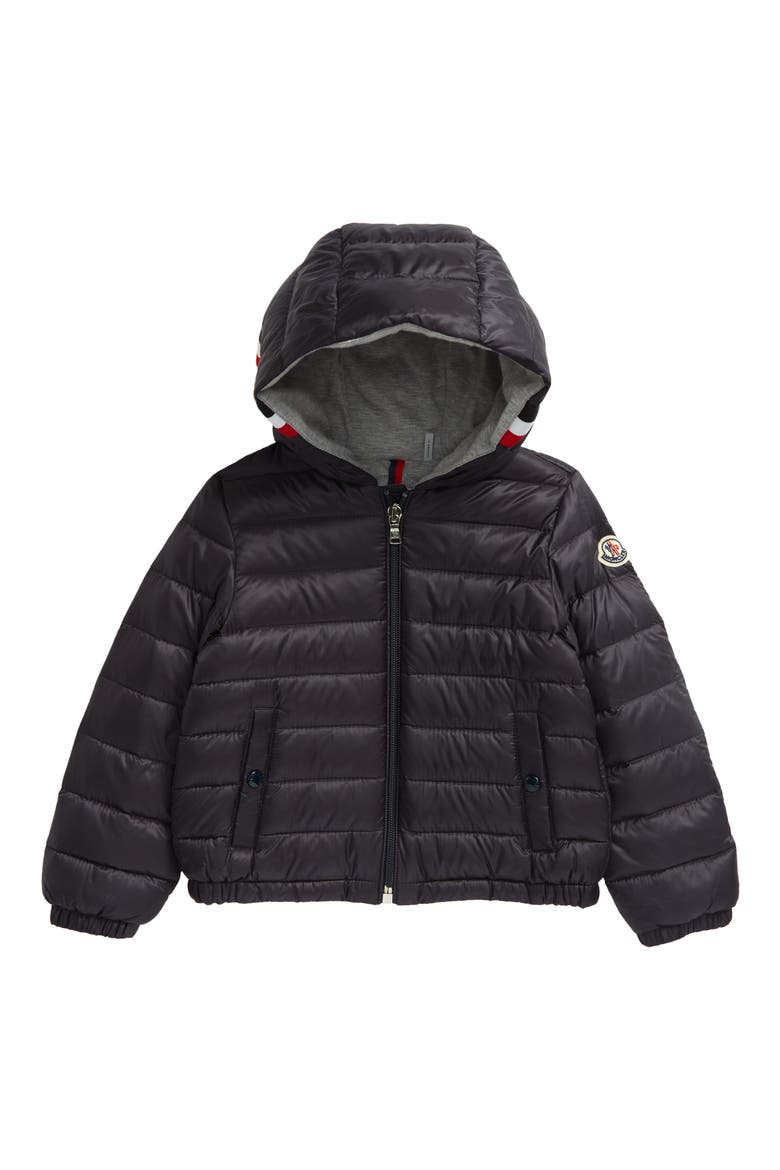 Kids' Gaddy Logo Hooded Down Puffer Jacket, Main, color, NAVY