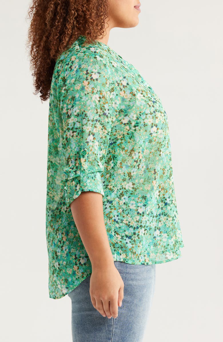 KUT from the Kloth Jasmine Roll Sleeve Top, Alternate, color, Potenza Leaf Soft Yellow