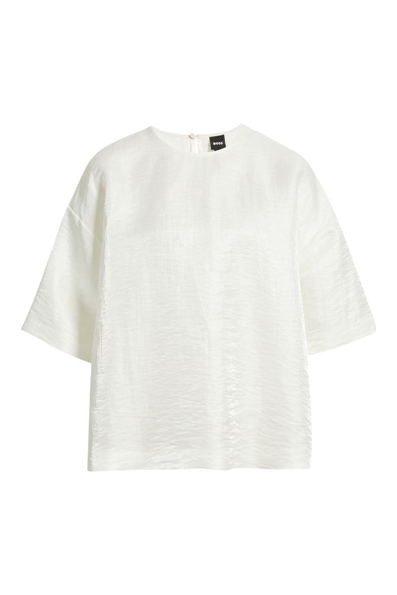 Bacres Linen Blend Metallic Top, Alternate, color, SOFT CREAM