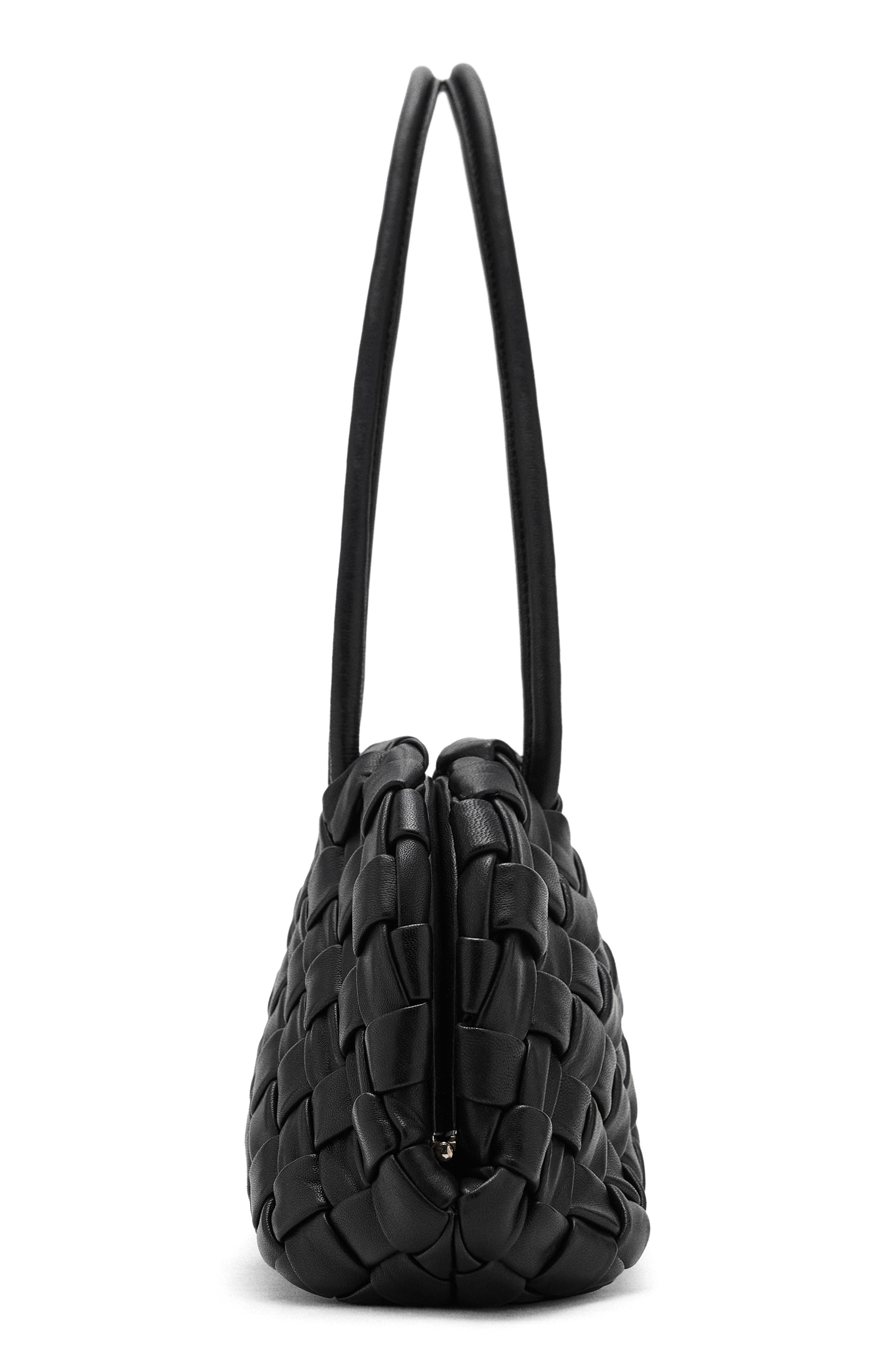 MANGO Braided Leather Shoulder Bag, Alternate, color, 