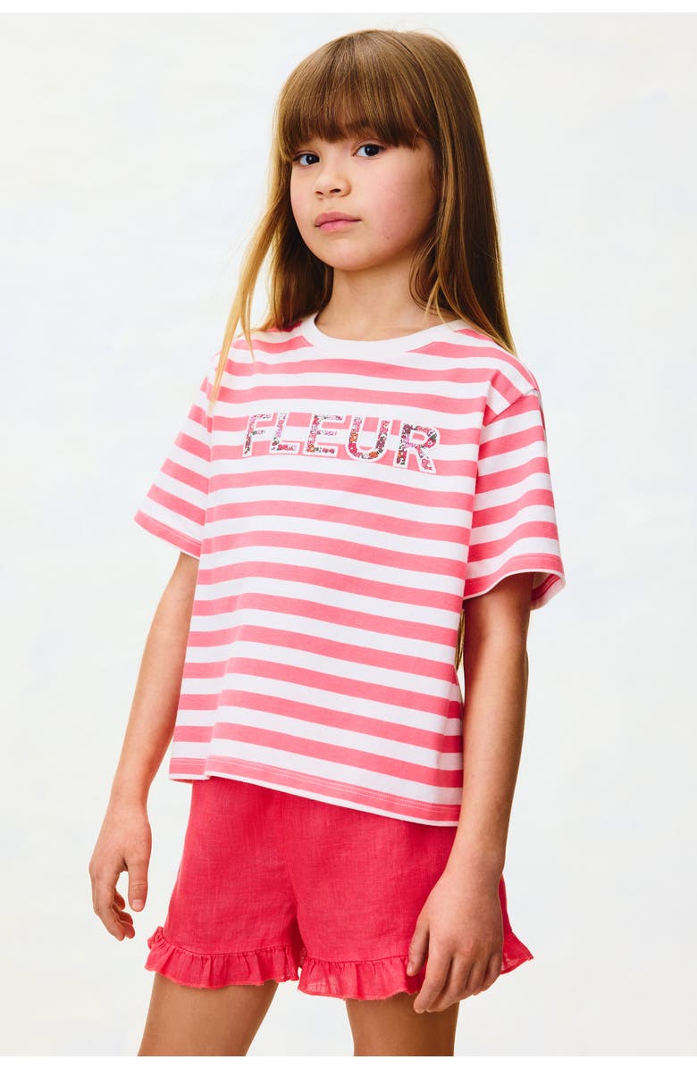 H&M Appliquéd cotton t-shirt, Main, color, Raspberry Pink/Fleur