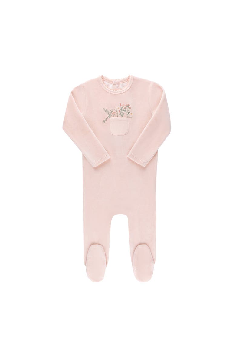 Velour Pocket Full of Flowers Collection - Footie, Main, color, Pink