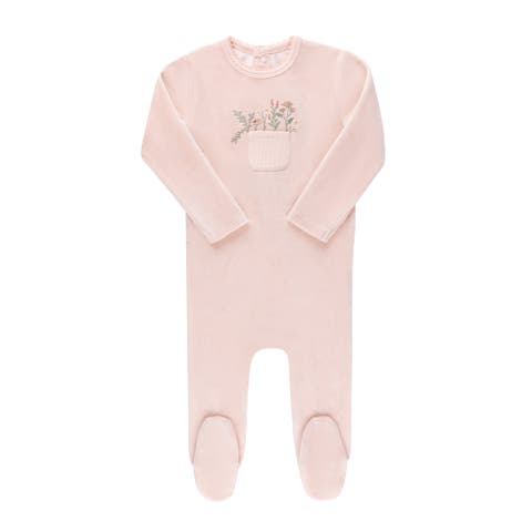 Velour Pocket Full of Flowers Collection - Footie