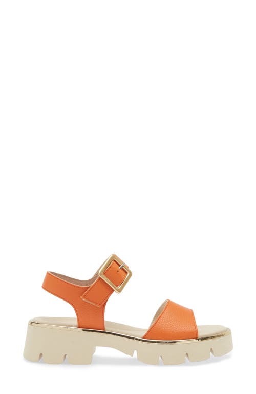 Paul Green Toby Ankle Strap Platform Sandal In Papaya Grained