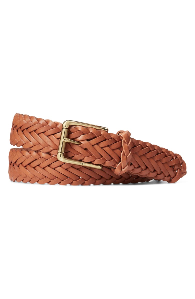 Ralph Lauren Purple Label Braided Leather Belt, Main, color, Rl Gold