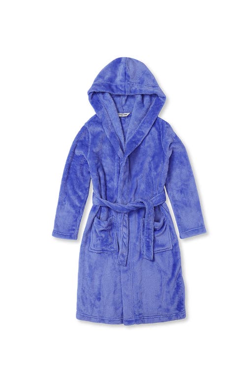 Lands' End Kids Hooded Fleece Solid Robe In Blue
