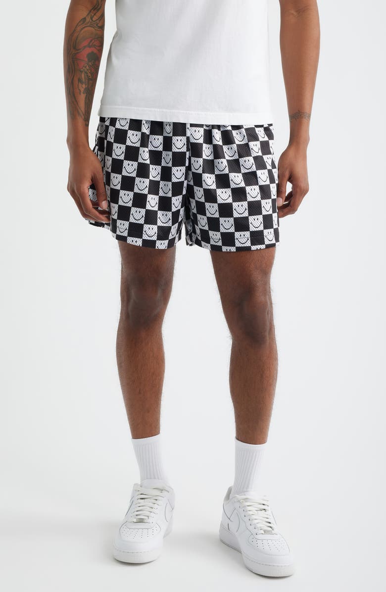 MARKET SMILEY<sup>®</sup> Checkerboard Mesh Shorts, Main, color, Black/ White