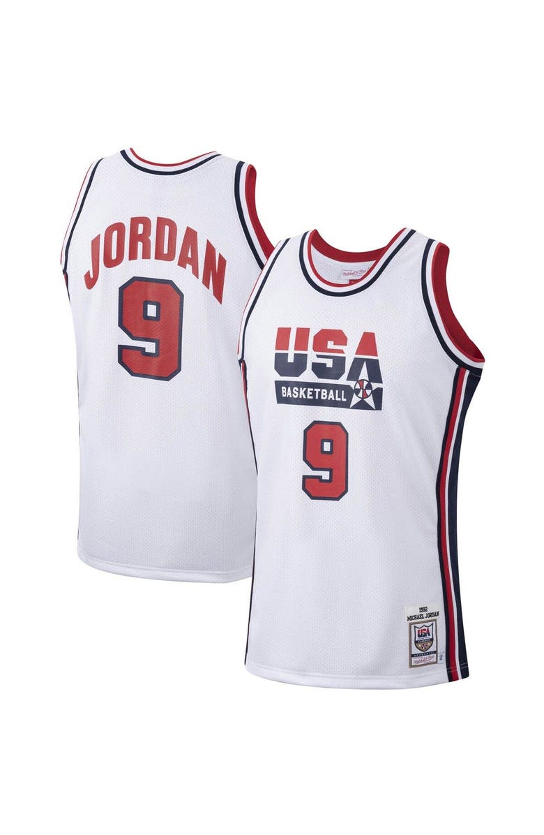 Mitchell & Ness Men's Mitchell & Ness Michael Jordan White USA Basketball 1992 Authentic Jersey, Main, color,