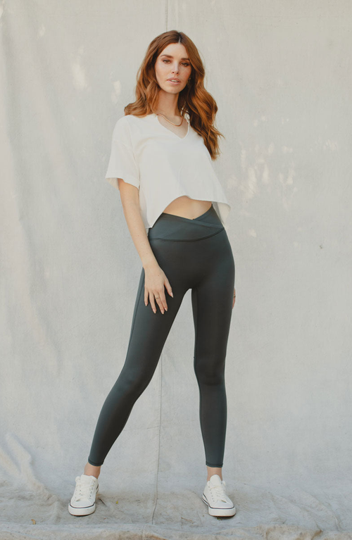 Kancan Karina Mid Rise Active Leggings In Green