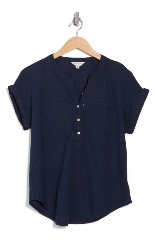 Lucky Brand Mixed Media Short Sleeve Cotton & Modal Henley