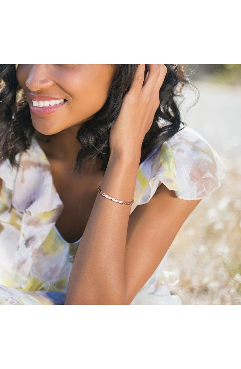 DELMAR Opal Birthstone Chain Bracelet, Alternate, color, White